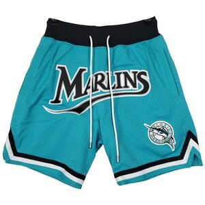 Just Don Florida Marlins Mitchell‎ & Ness MLB Small Jersey Shorts Teal Black New